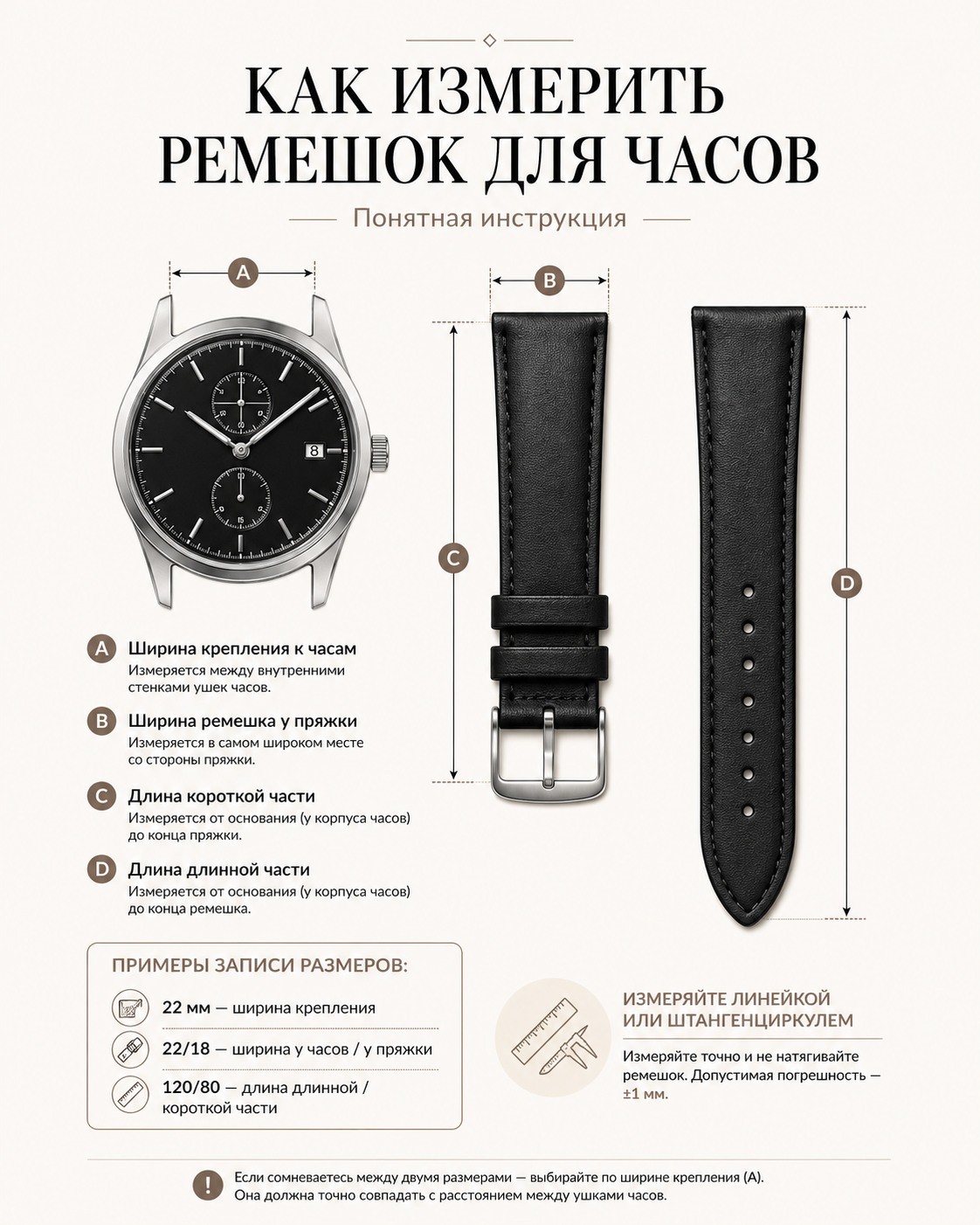 Как измерить ремешок для часов